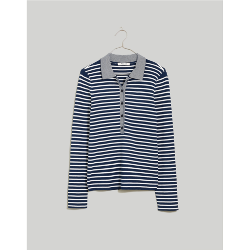 Madewell The Signature Knit Polo Sweater Top in Stripe