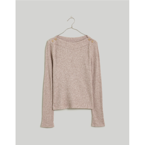 Madewell Boatneck Button Long-Sleeve Top
