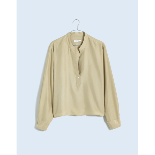 Madewell Long-Sleeve Popover Top in Silk