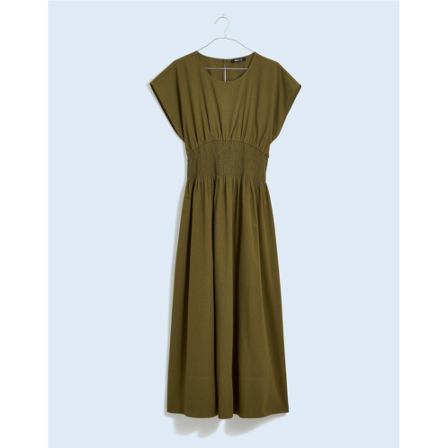 Madewell Smocked-Waist Midi Dress in Stripe Seersucker