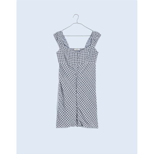 Madewell Cap-Sleeve Button-Front Mini Dress in Geometric Print