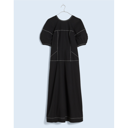 Madewell Puff-Sleeve Drop-Waist Midi Dress