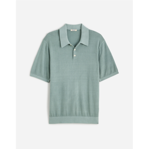 Madewell Three-Button Sweater Polo Shirt in Garment Dye