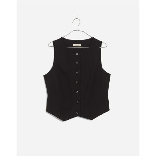 Madewell Cutaway Button-Front Vest in Ponte
