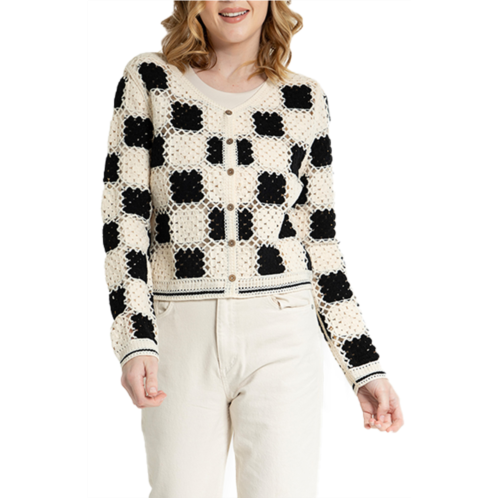SAACHI Checker Crochet Cardigan