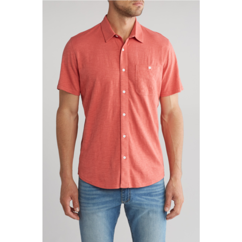 14th & Union Short Sleeve Slubbed Knit Button-Up Shirt