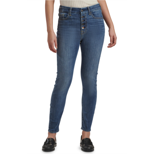 JEN7 by 7 For All Mankind High Waist Exposed Button Fly Ankle Skinny Jeans