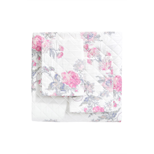 MELANGE HOME Rose Percale Cotton Quilt & Shams Set
