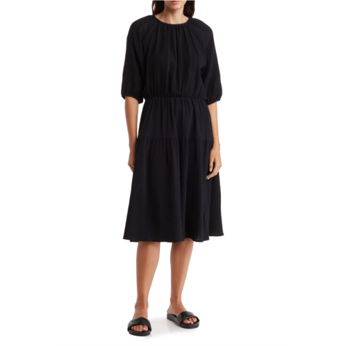 Renee C Pleated Tiered Cotton Dress