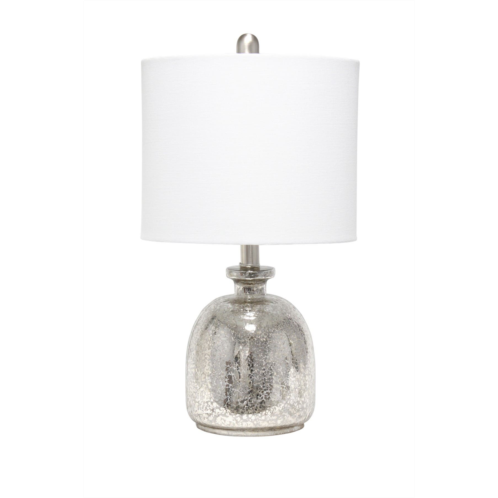 LALIA HOME Mercury Hammered Glass Jar Table Lamp with White Linen Shade