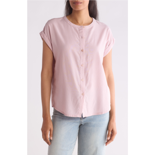 Splendid Provence Rolled Sleeve Button-Up Top