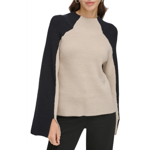 DKNY Colorblock Funnel Neck Sweater