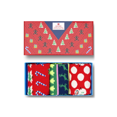 Happy Socks Kids Assorted 3-Pack Holiday Crew Socks Gift Box
