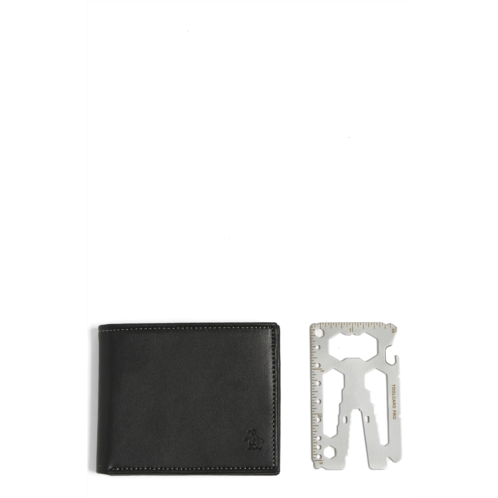 Original Penguin Leather Wallet & Card Tool Set