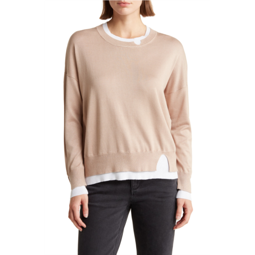 Sweet Romeo Contrast Trim Pullover Sweater