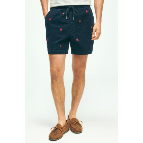 Brooks Brothers Embroidered Stretch Cotton Corduroy Shorts