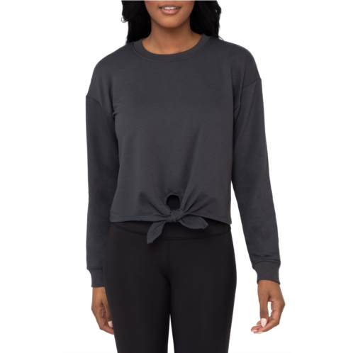 90 DEGREE BY REFLEX Brushed Terry Tie Hem Pullover
