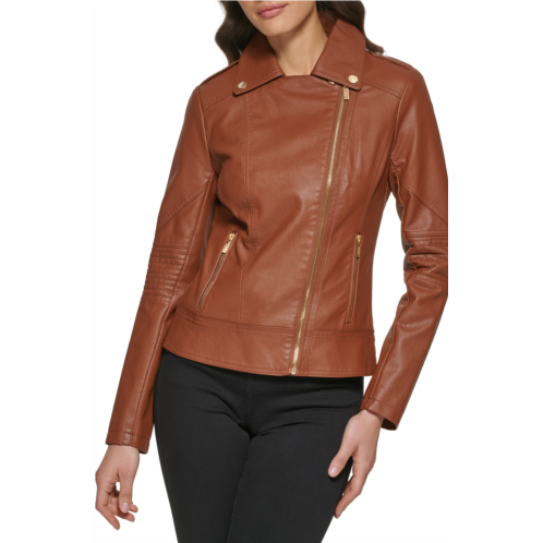 GUESS Faux Leather Asymmetrical Moto Jacket