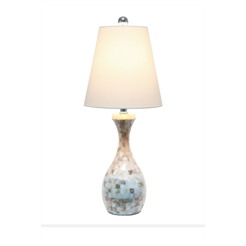 LALIA HOME Malibu Curved Mosaic Seashell Table Lamp with Chrome Accents