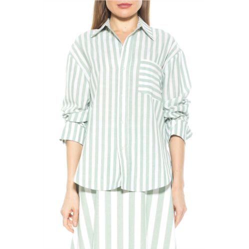 Alexia Admor Tammi Oversize Stripe Boyfriend Button-Up Shirt