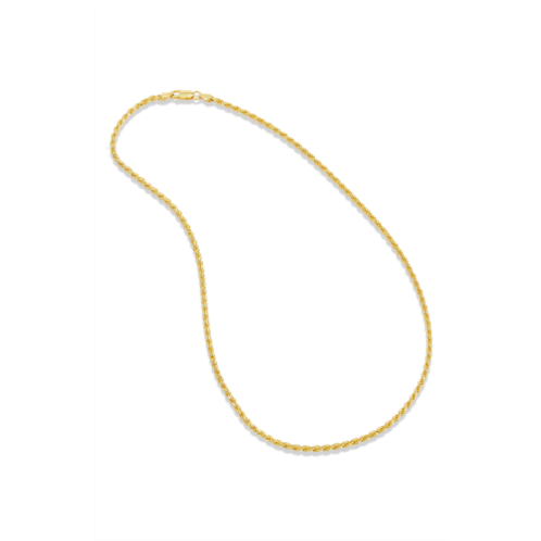 SAVVY CIE JEWELS 18K Yellow Gold Plated Sterling Silver Rope Chain Necklace