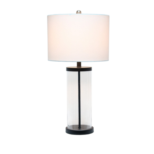 LALIA HOME Entrapped Glass Table Lamp with White Fabric Shade