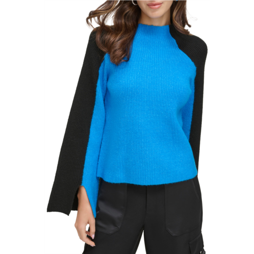 DKNY Colorblock Funnel Neck Sweater