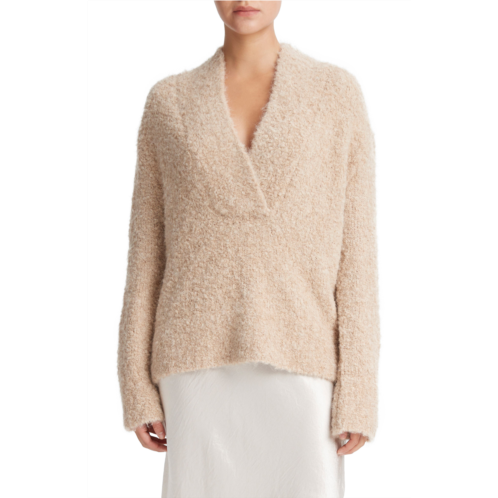 Vince Crimped Shawl Wool Blend Boucle Sweater