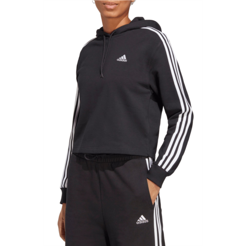 Adidas 3-Stripes Cotton French Terry Crop Hoodie