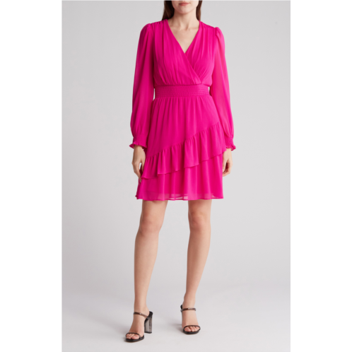 DKNY Smocked Long Sleeve Dress