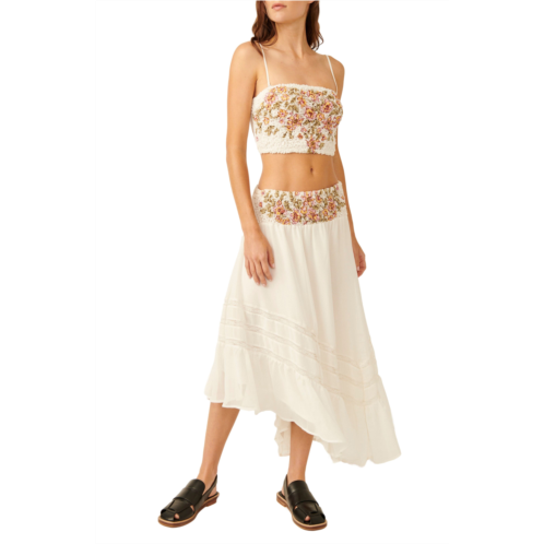 Free People Augusta Floral Applique Crop Top & Asymmetric Skirt Set