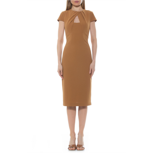 Alexia Admor Janine Crewneck Draped Midi Sheath Dress