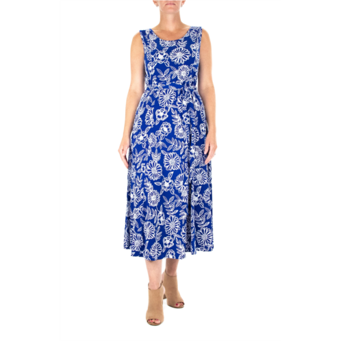 Nina Leonard Crewneck Sleeveless Midi Dress