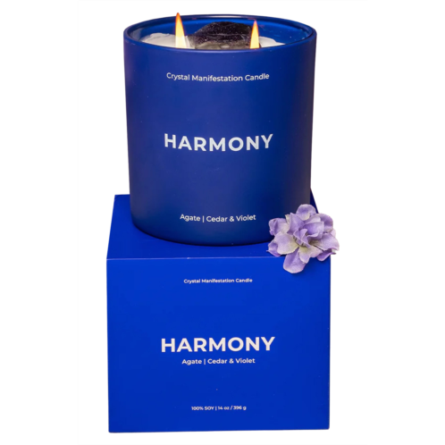Jill and Ally Harmony Agate Crystal Intention Candle