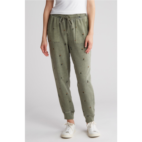 Lucky Brand Floral Embroidered French Terry Joggers
