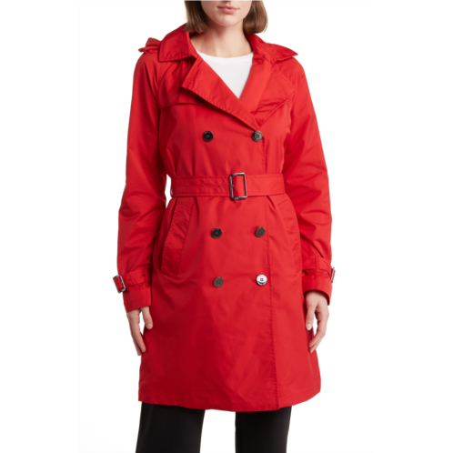 Michael Kors Belted Water Resistant Trench Coat with Removable Hood