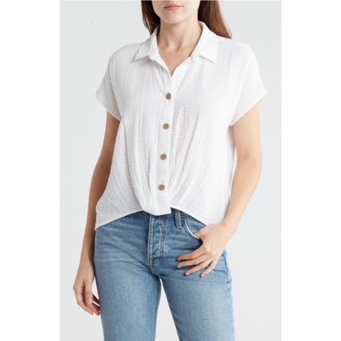 Beachlunchlounge Front Tuck Front Button Gauze Shirt