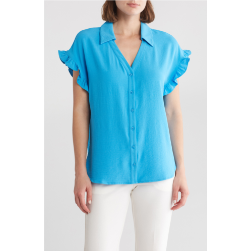 Pleione Crinkle Button-Up Shirt
