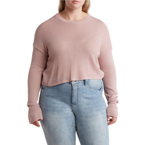 Abound Textured Crew Neck Cropped Sweater