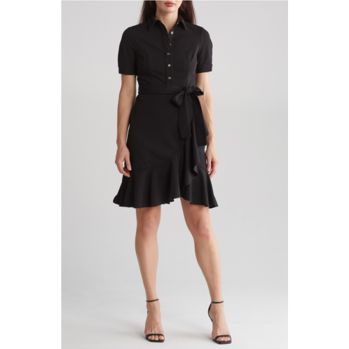 Tommy Hilfiger Ruffle Scuba Crepe Shirtdress