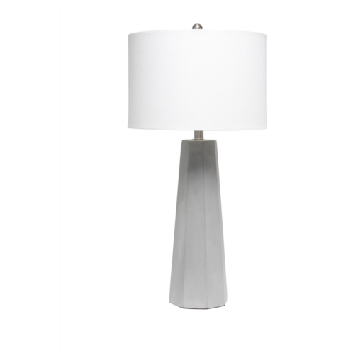 LALIA HOME Concrete Pillar Table Lamp with White Fabric Shade