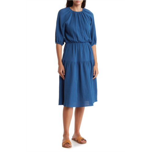 Renee C Pleated Tiered Cotton Dress