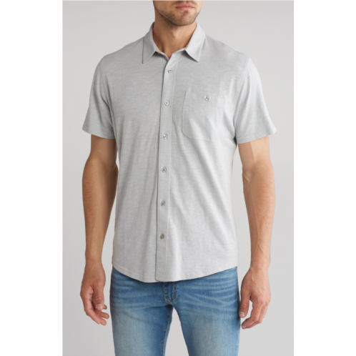 14th & Union Short Sleeve Slubbed Knit Button-Up Shirt