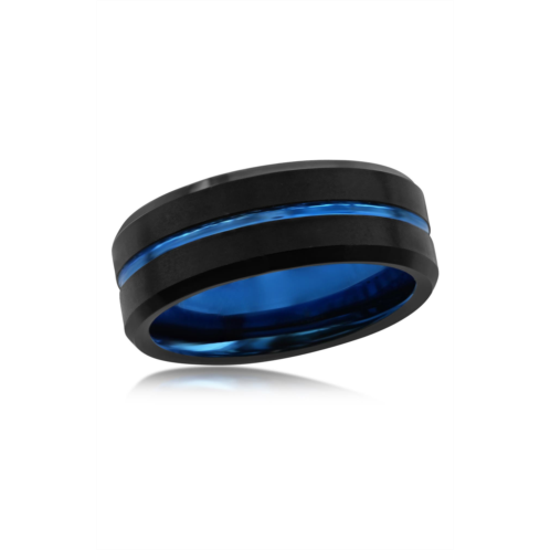 BLACKJACK Black & Blue Tungsten Ring
