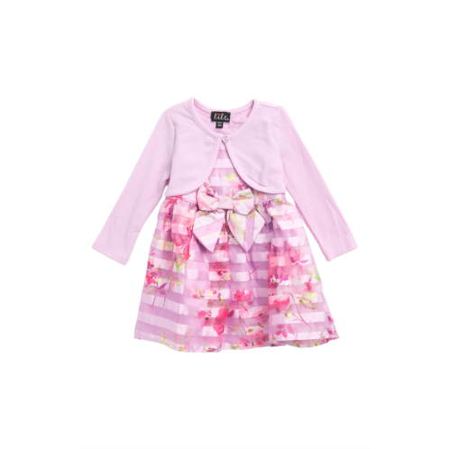 Zunie Floral Fit & Flare Dress & Cardigan Set