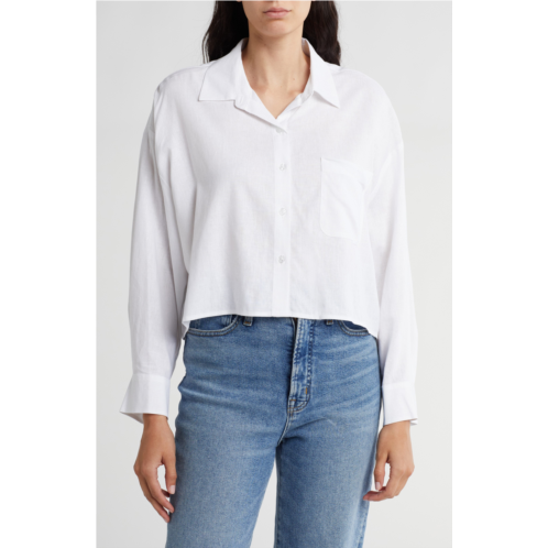 DKNY Long Sleeve Linen Button-Up Shirt