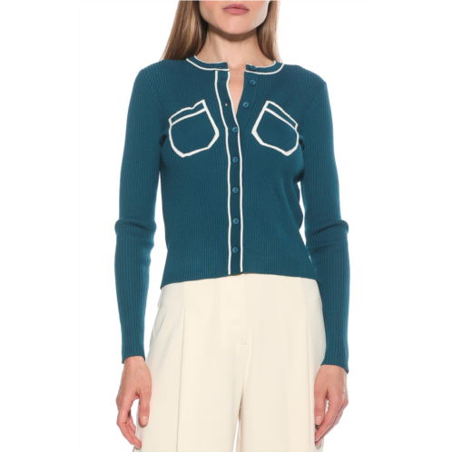 Alexia Admor Clover Ribbed Knit Button Down Cardigan