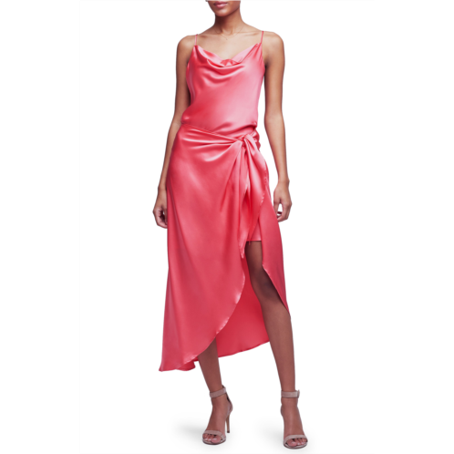 L AGENCE Rose Silk Faux Wrap Slipdress