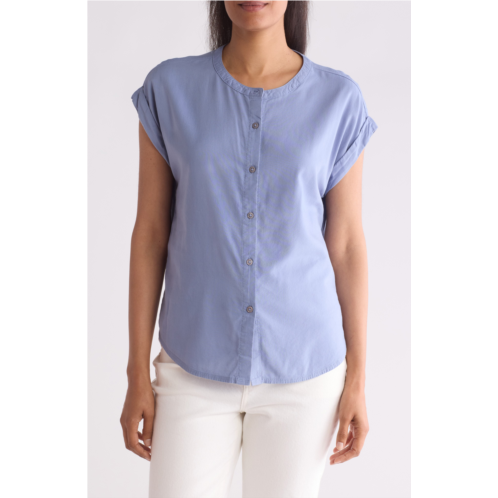 Splendid Provence Rolled Sleeve Button-Up Top