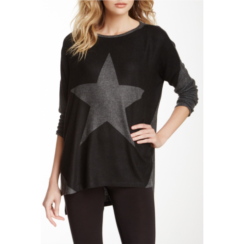 GO COUTURE Dolman Elbow Patch High/Low Sweater